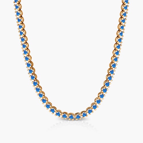 Naszyjnik tenisowy Luminy 3,8mm: złoto, niebieskie szafiry